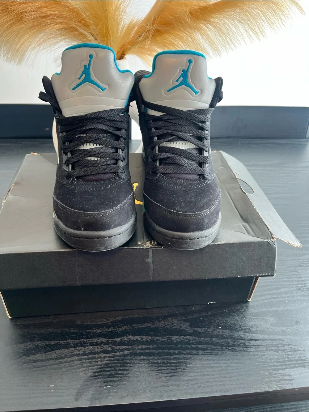 Jordan Kids Black Sneakers with Teal Jumpman Accents